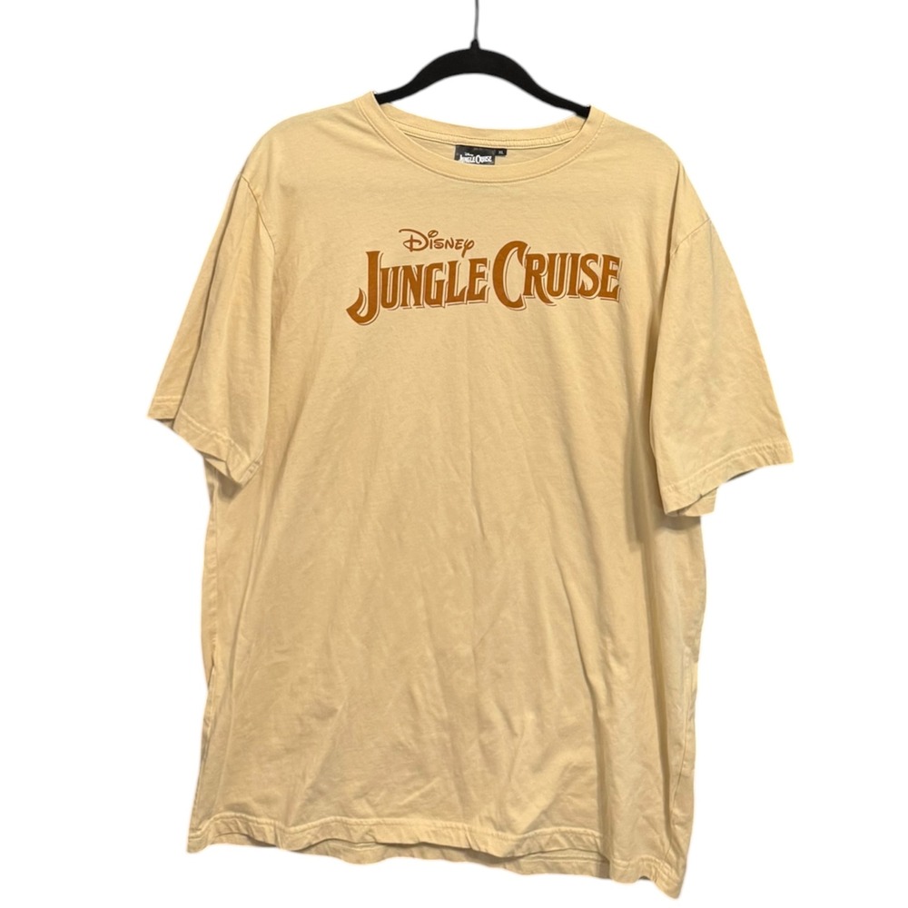 Disney Jungle Cruise Graphic T-Shirt Mens XL Tan Khaki Cotton Short Sleeve Tee